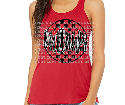 Ogemaw Outlaws 2025 Softball Red Black Gray Tank Top Options Checkered Softball Outlaws