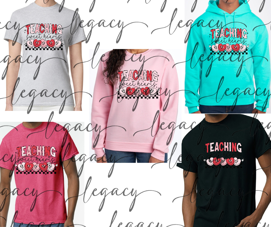 Teaching sweethearts Vday Valentines 2026 Cotton/Poly Blend Multi Color Top Options