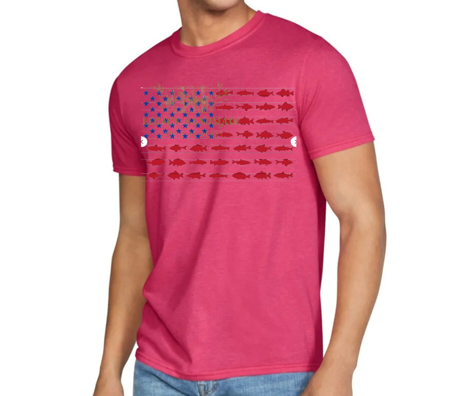 Fish Silhouette Flag 4th Red White & Blue American Pride America Freedom 2025