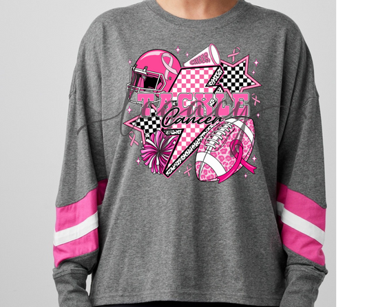 Football & Cheer Pink Out Football Long Sleeve Varsity Style Top Ogemaw Browns Falcon Football 2025
