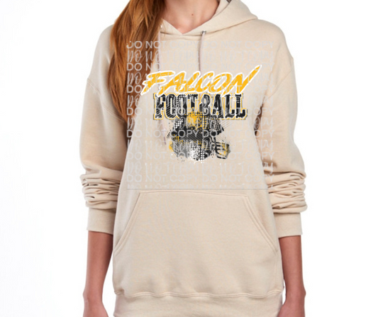 Ogemaw Falcon Football Grunge Helmet Falcon Sports Cotton/Poly Blend Top Options