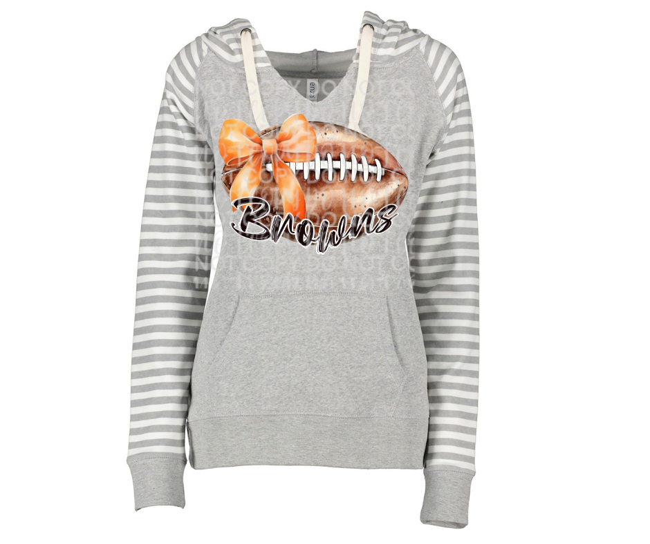 Vintage Football Browns Bow Striped Sleeves Hoodie Top Options Ogemaw Browns 2025