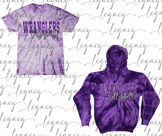 Wranglers 2025 Wranglers Volleyball cursive Tie Dye Options