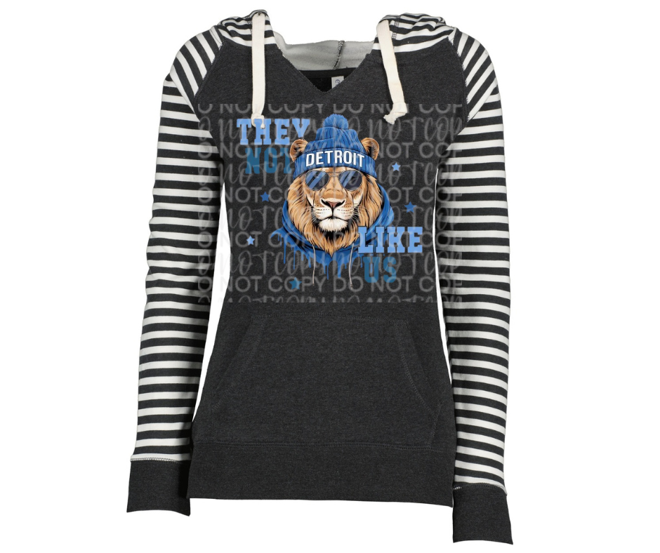 Lions Football They Not Like Us Striped Sleeves Hoodie Top Options One Pride
