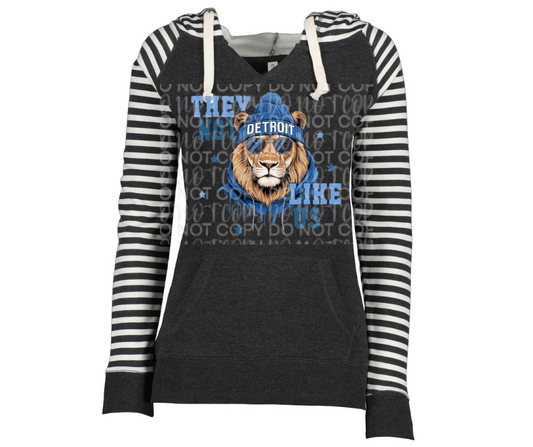 Lions Football They Not Like Us Striped Sleeves Hoodie Top Options One Pride