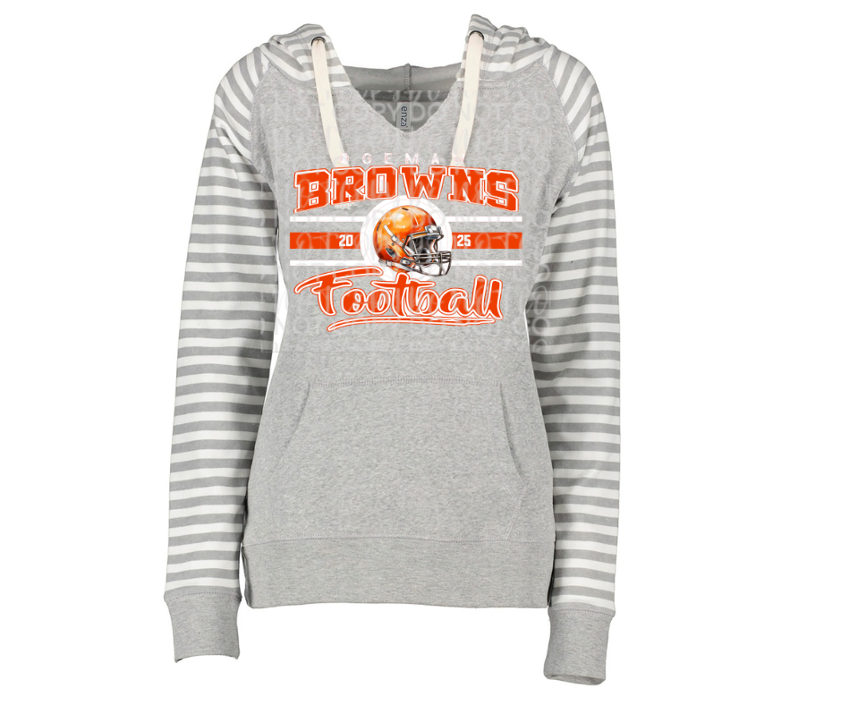 Browns Vintage Striped Sleeves Hoodie Top Options Ogemaw Browns 2025