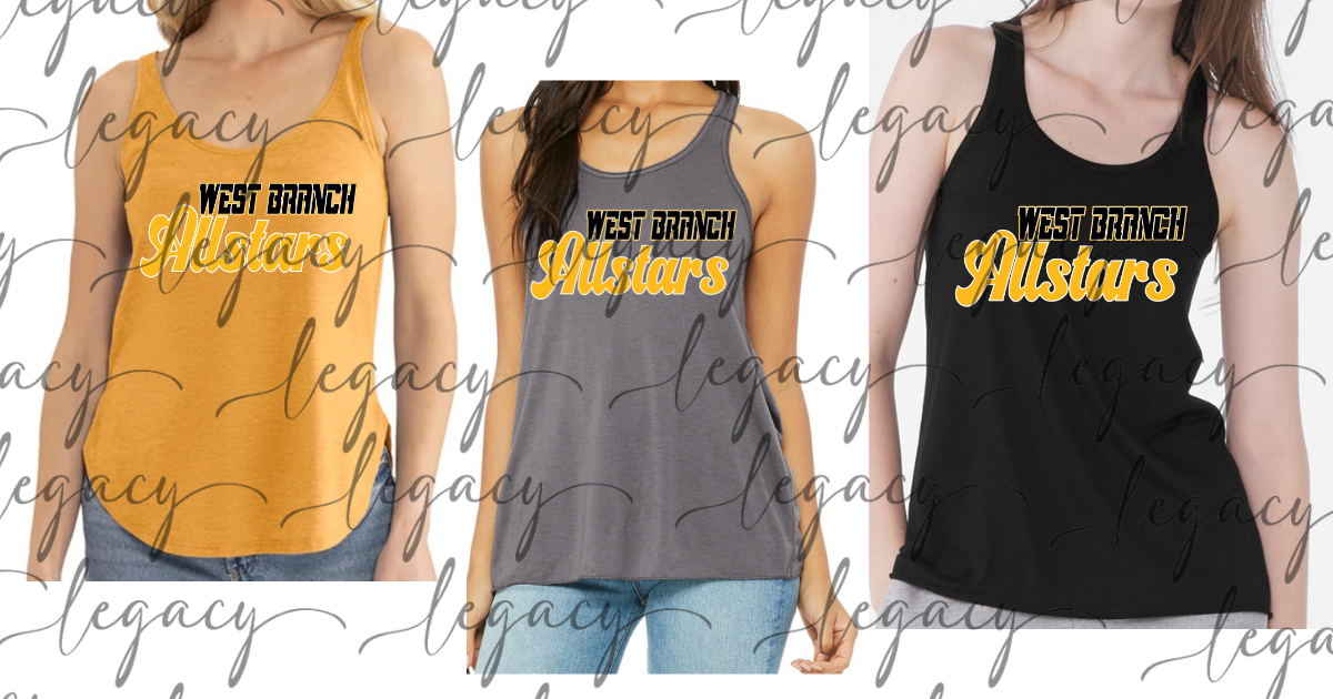 West Branch Allstars 2026 Tank Options Softball jersey font Allstars