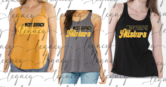 West Branch Allstars 2026 Tank Options Softball jersey font Allstars