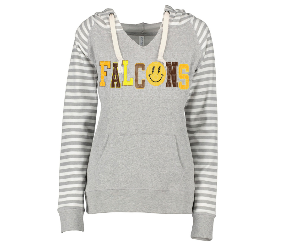 Falcons Smiley Striped Sleeves Hoodie Top Options Ogemaw Falcons 2025