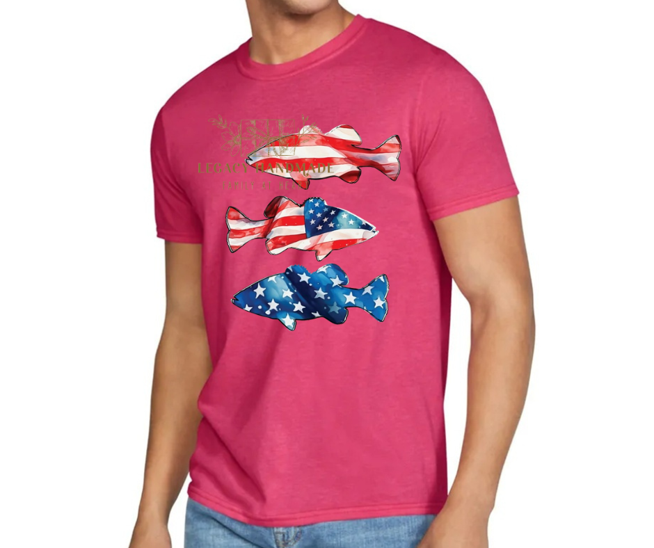 Fish Silhouette Watercolor 4th Red White & Blue American Pride America Freedom 2025
