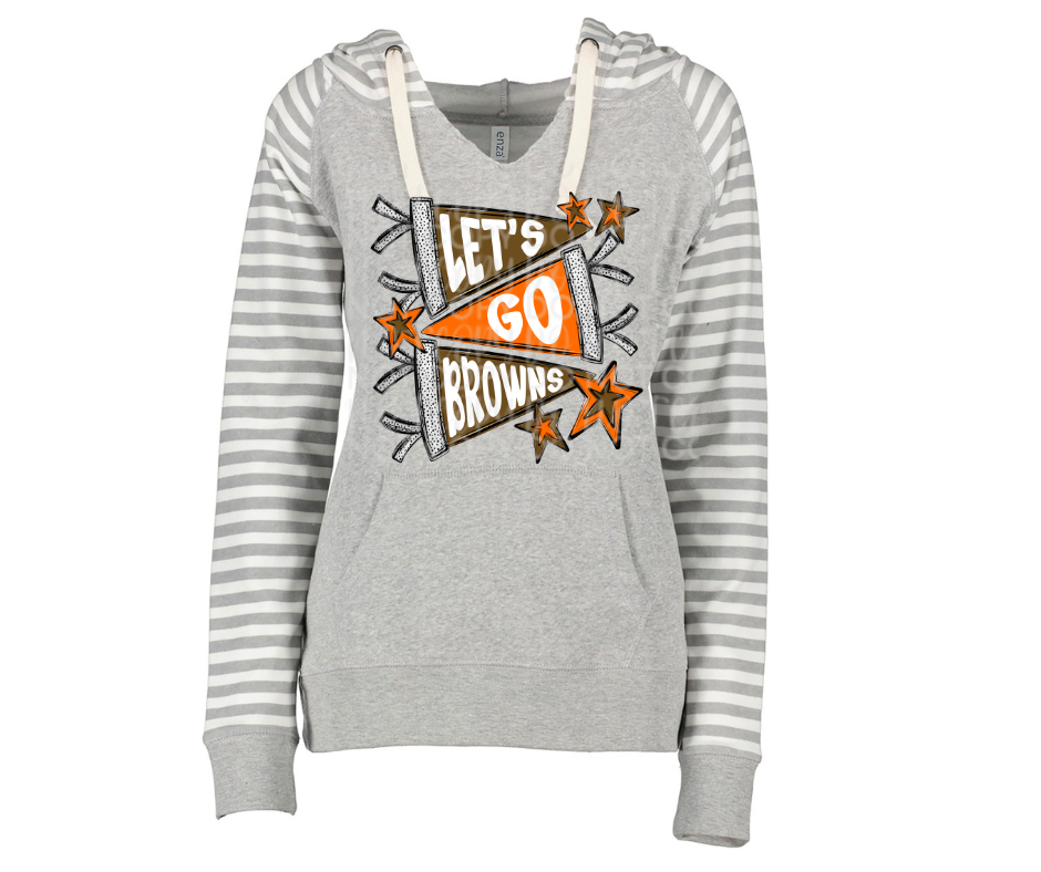 Lets Go Browns Pennant Flag Striped Sleeves Hoodie Top Options Ogemaw Browns 2025