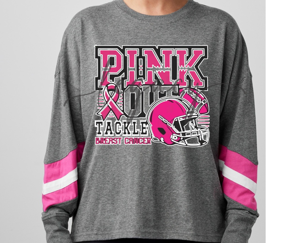 Football Pink Out Football Drip Long Sleeve Varsity Style Top Ogemaw Browns Falcon Football 2025