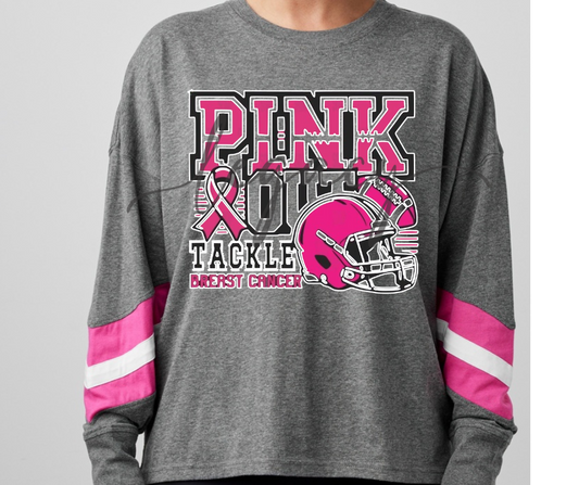 Football Pink Out Football Drip Long Sleeve Varsity Style Top Ogemaw Browns Falcon Football 2025