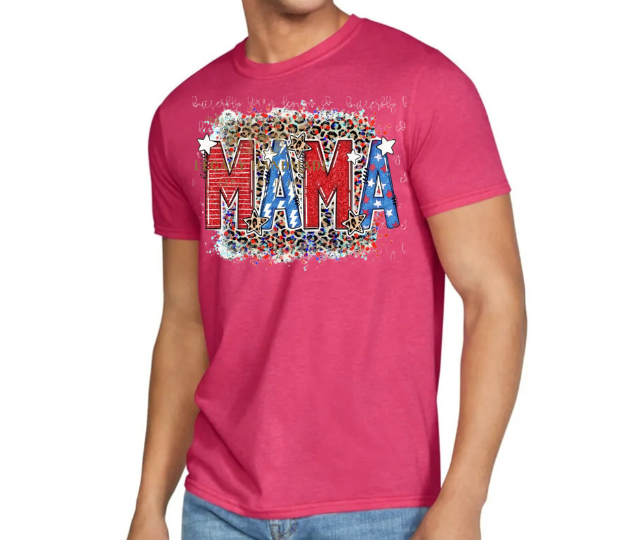 Mama Stars Stripes Leopard 4th Red White & Blue American Pride America Freedom 2025