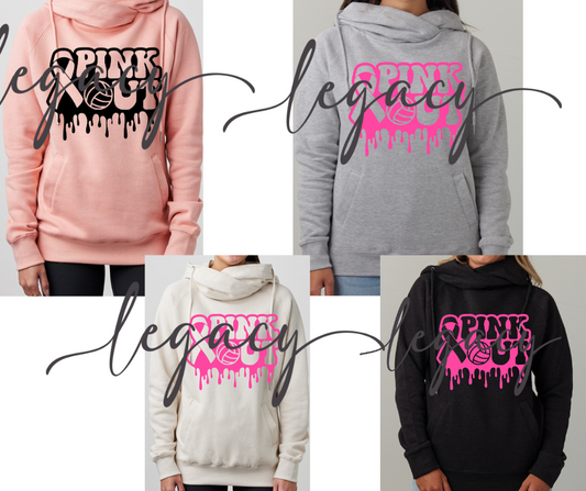 Pink Out Volleyball Drip Cowl Neck Top Options Falcon Pink Out