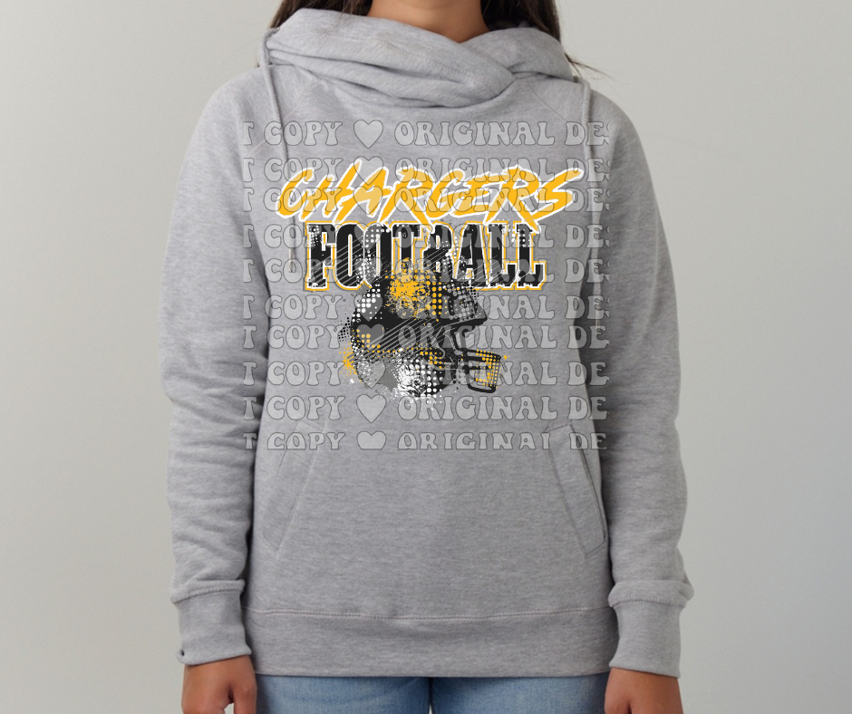 Chargers Grunge Football Cowl Neck Top Options Mio Chargers 2025