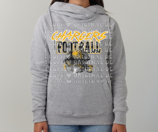 Chargers Grunge Football Cowl Neck Top Options Mio Chargers 2025