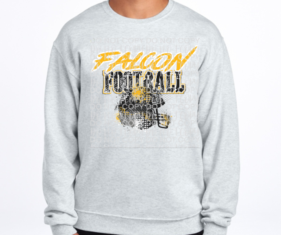 Ogemaw Falcon Football Grunge Helmet Falcon Sports Cotton/Poly Blend Top Options