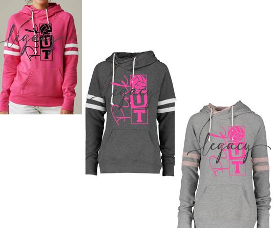 Pink Out Volleyball Stacked Double Hood Top Options Falcon Pink Out