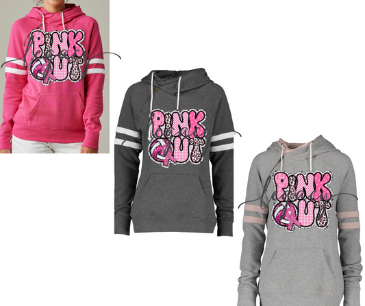 Pink Out Volleyball Leo Double Hood Top Options Falcon Pink Out