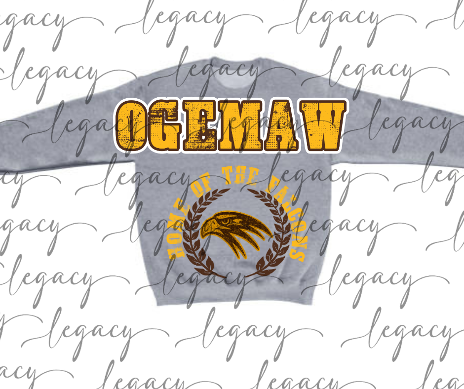 Oversized Jumbo Design Ogemaw Home of the Falcons Crewneck
