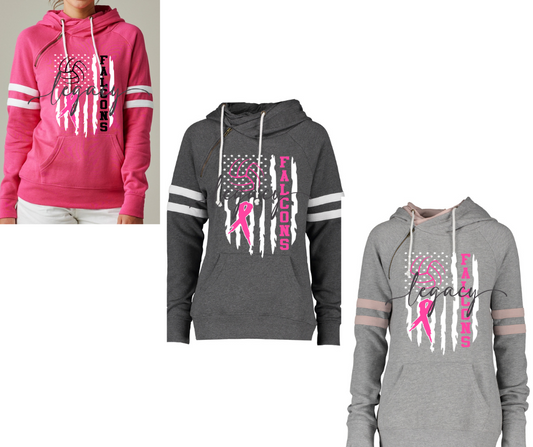 Pink Out Volleyball Falcons Double Hood Top Options Falcon Pink Out