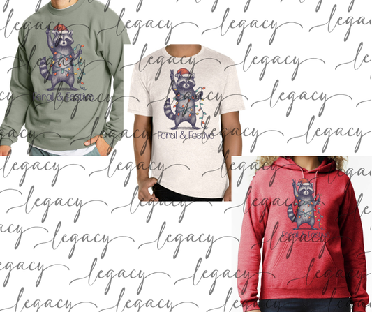 Feral & Festive Cotton/Poly Blend Multi Color Top Options Holiday Magic