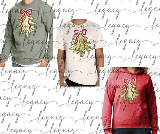 Bow & Tree Cotton/Poly Blend Multi Color Top Options Holiday Magic