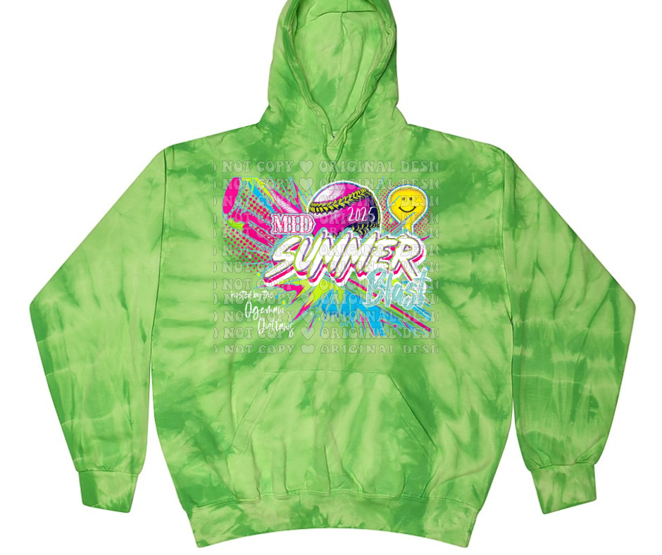 Mid Summer Blast 2025 Tie Dye & Colored Hoodie Options