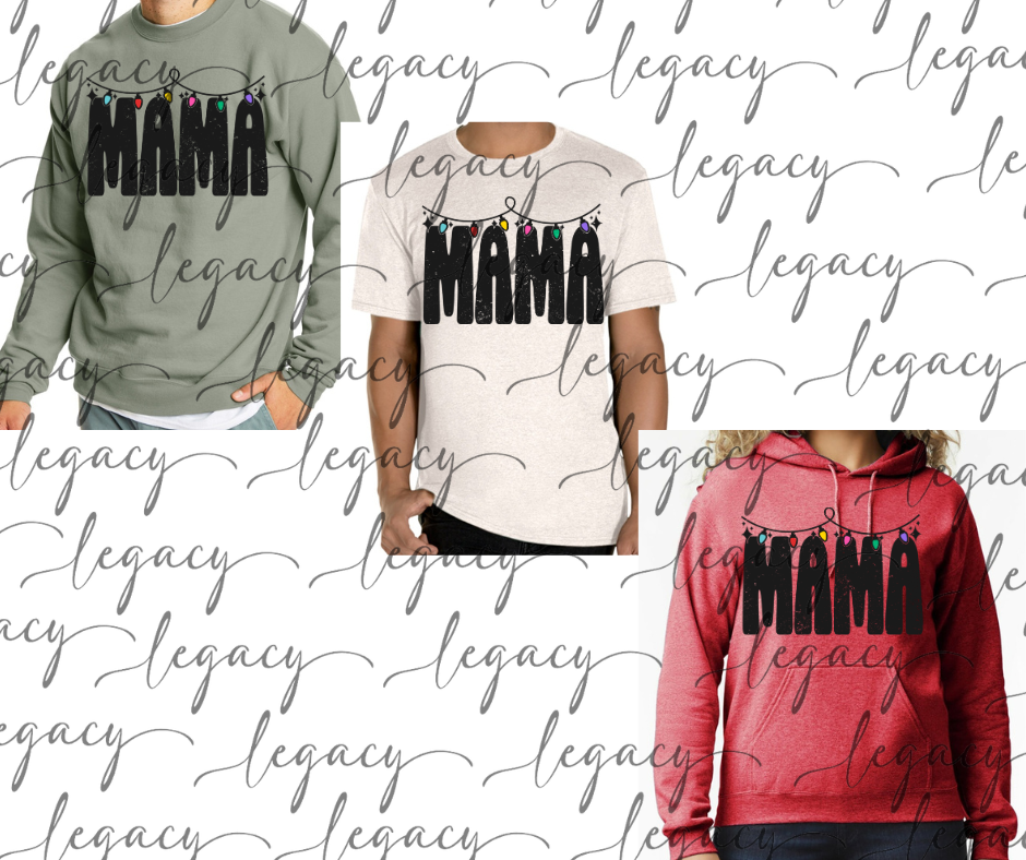 Mama Lights Cotton/Poly Blend Multi Color Top Options Holiday Magic