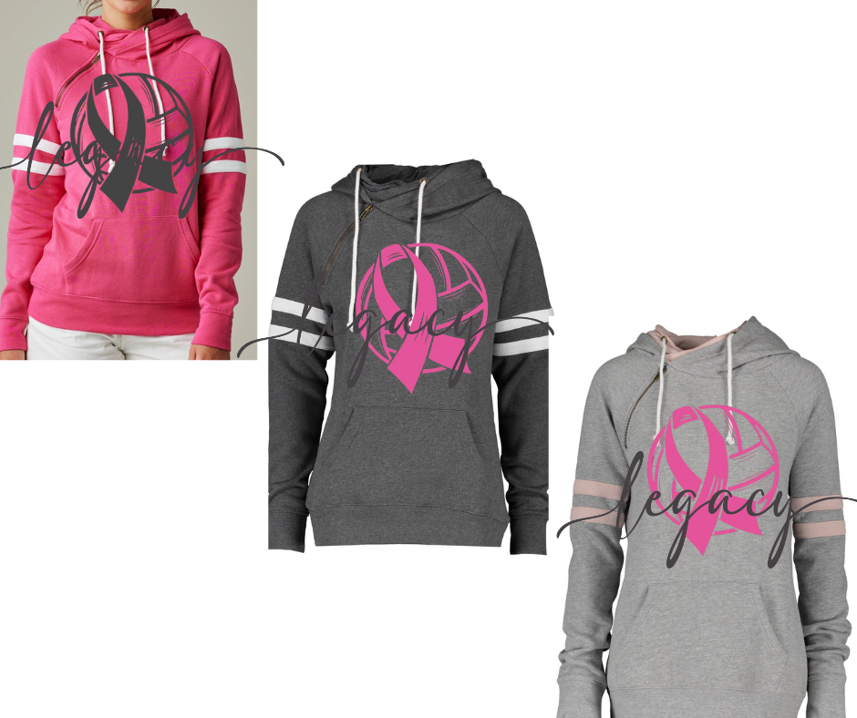 Pink Out Volleyball Ribbon Double Hood Top Options Falcon Pink Out