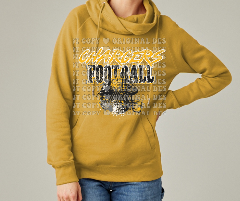 Chargers Grunge Football Cowl Neck Top Options Mio Chargers 2025