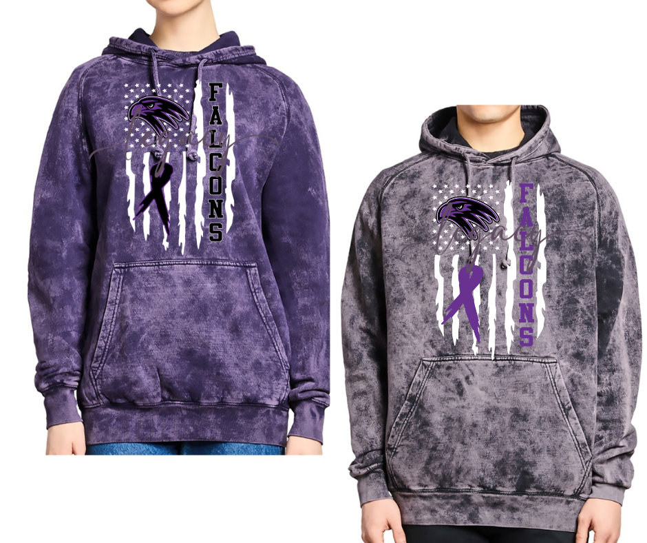Purple Game Falcon Football Flag Cloud Hoodie Options