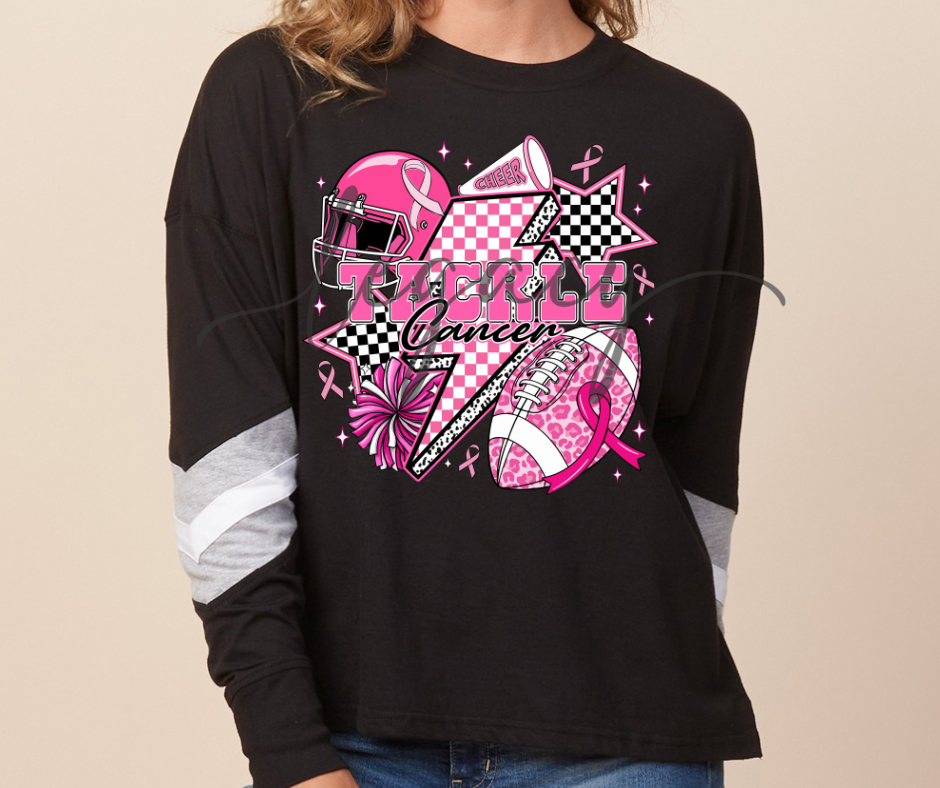 Football & Cheer Pink Out Football Long Sleeve Varsity Style Top Ogemaw Browns Falcon Football 2025