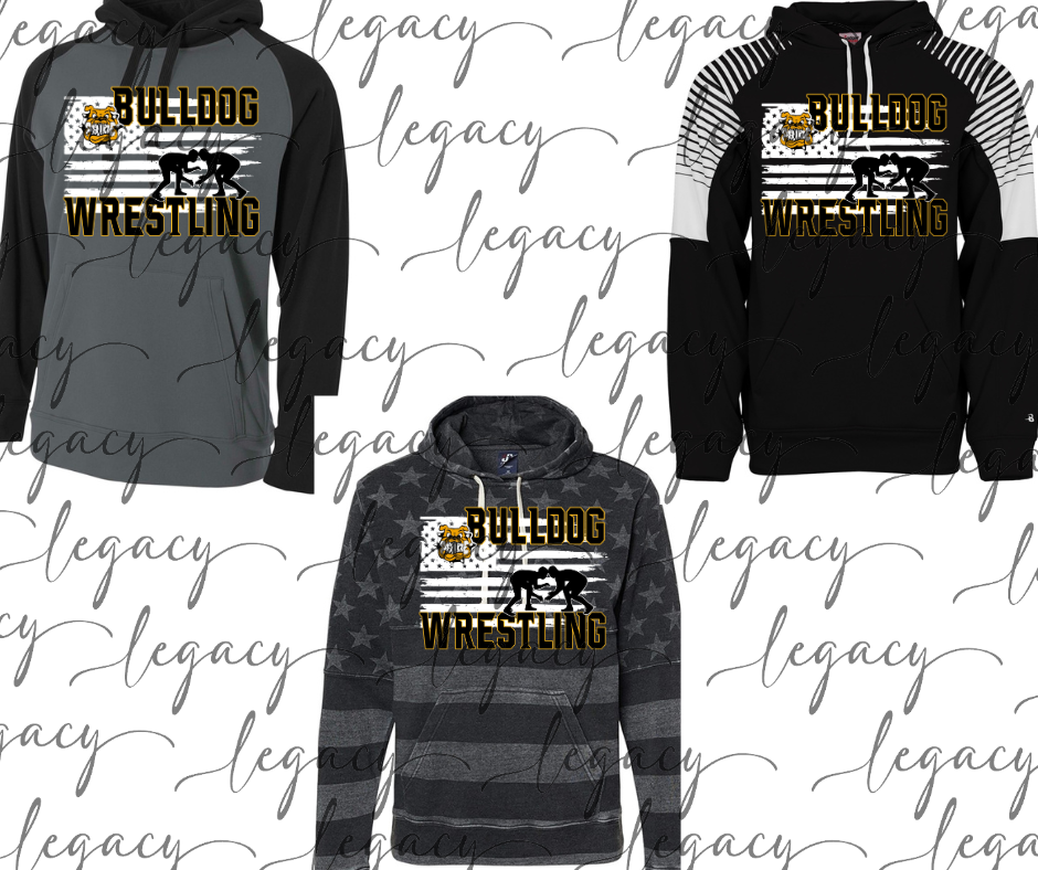 Ogemaw Bulldog Wrestling Flag Specialty Name Brand Hoodie Options Bulldogs 2025