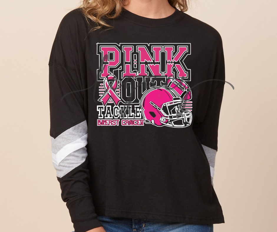 Football Pink Out Football Drip Long Sleeve Varsity Style Top Ogemaw Browns Falcon Football 2025
