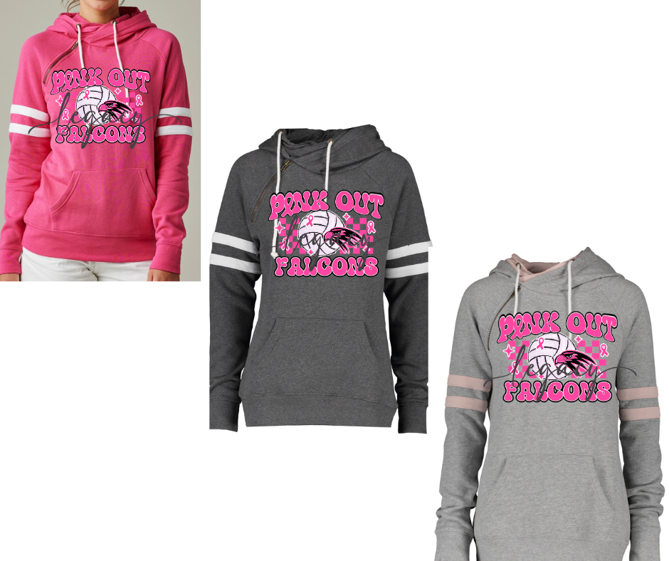 Pink Out Volleyball Falcons Double Hood Top Options Falcon Pink Out