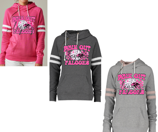 Pink Out Volleyball Falcons Double Hood Top Options Falcon Pink Out