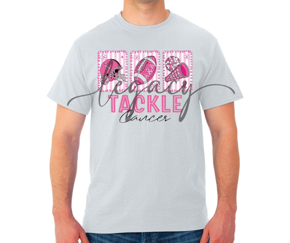Tackle Cancer Cheer Football Cotton/Poly Blend Top Options Pink Out Football 2025 Ogemaw Browns Falcon Football