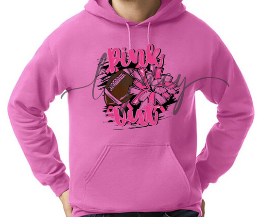 Football & Pom PINK Cotton/Poly Blend Top Options Pink Out Football 2025 Ogemaw Browns Falcon Football