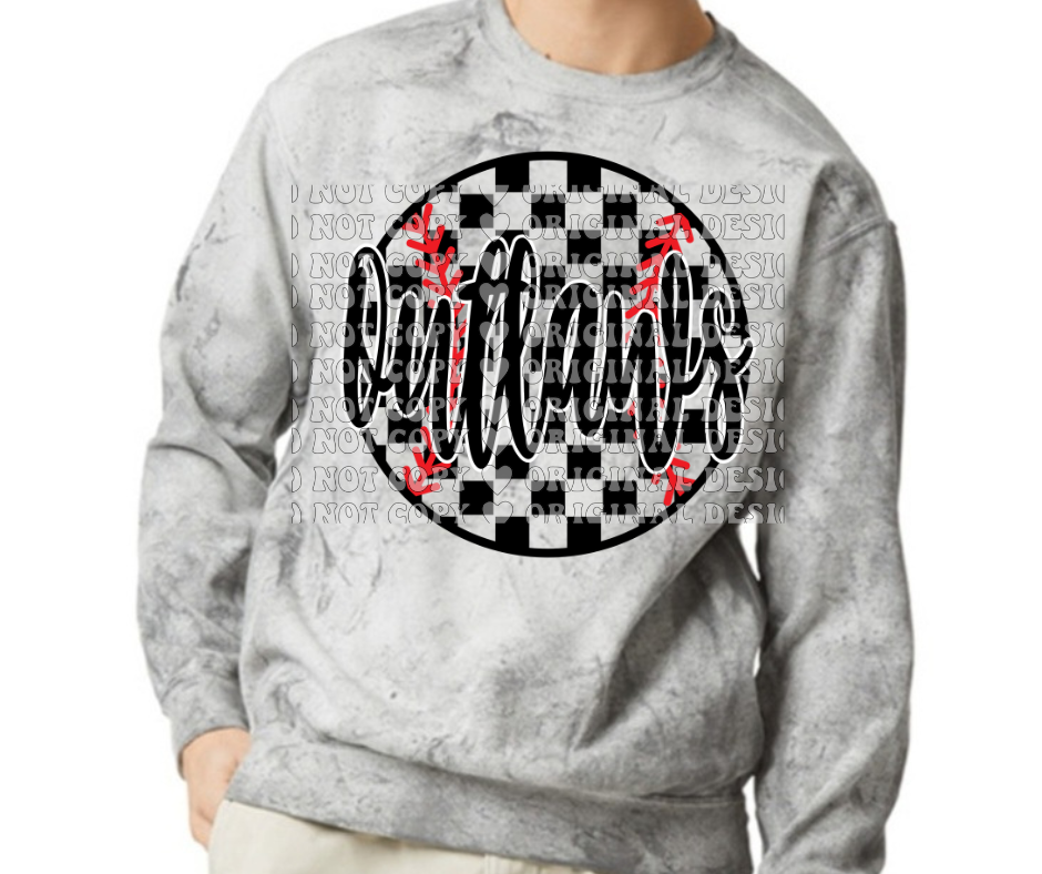 Ogemaw Outlaws 2025 Comfort Colors Smoke Top Options Outlaws Checkered softball