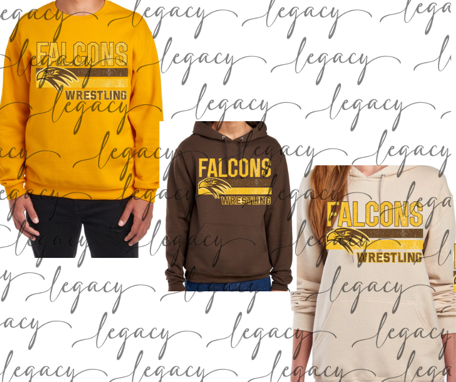 Falcons Wrestling Distressed Stripes Cotton/Poly Blend Multi Color Top Options Falcon Wrestling 2025