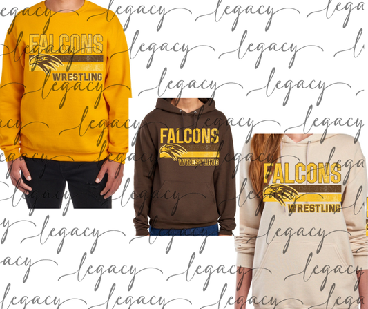 Falcons Wrestling Distressed Stripes Cotton/Poly Blend Multi Color Top Options Falcon Wrestling 2025