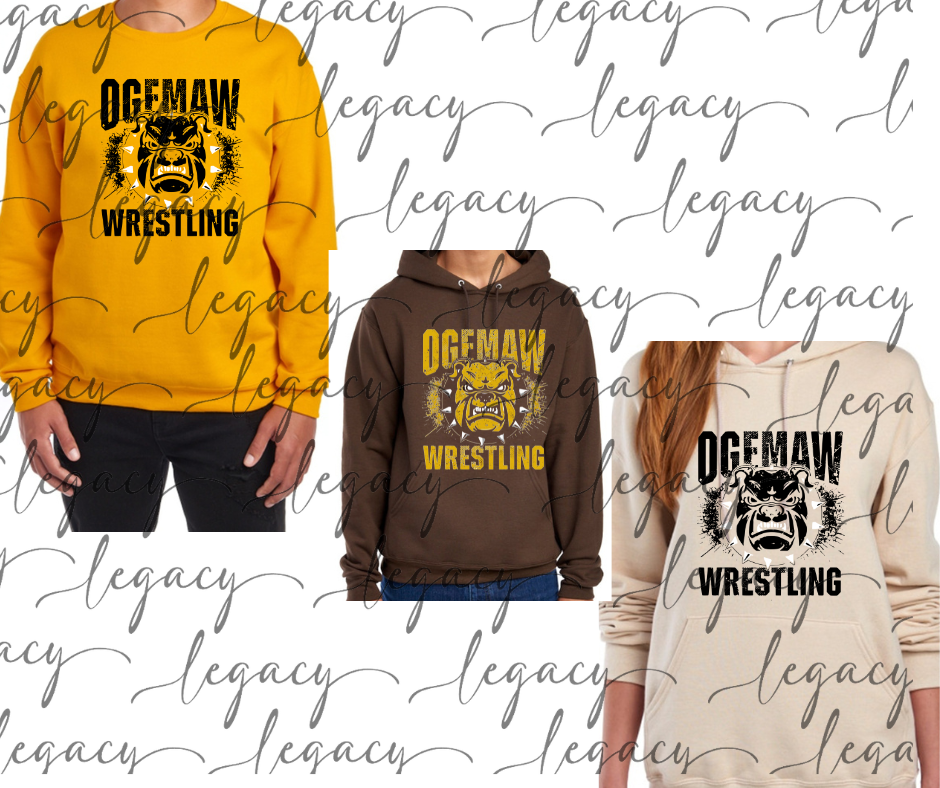 Fierce Bully Ogemaw Wrestling Cotton/Poly Blend Multi Color Top Options Bulldogs 2025