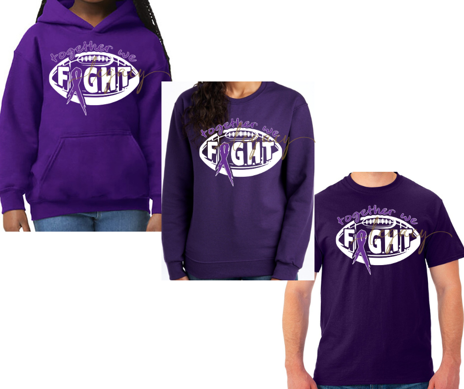 Purple Game Falcon Football Together We Fight Ribbon PURPLE Cotton/Poly Blend & PERFORMANCE Top Options