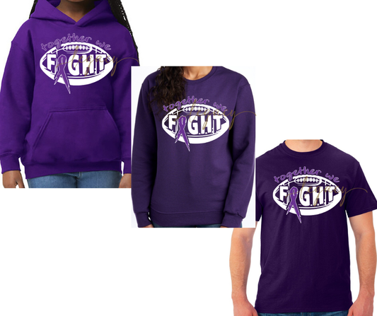 Purple Game Falcon Football Together We Fight Ribbon PURPLE Cotton/Poly Blend & PERFORMANCE Top Options