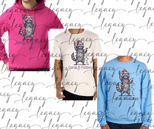 Feral & Festive Cotton/Poly Blend Multi Color Top Options Holiday Magic