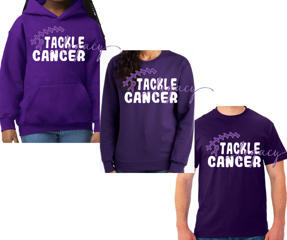 Purple Game Falcon Football Tackle Cancer Ribbon PURPLE Cotton/Poly Blend & PERFORMANCE Top Options