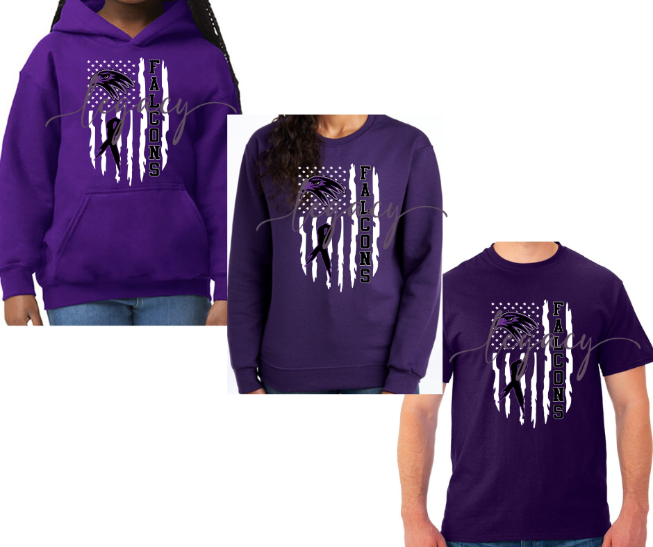 Purple Game Falcon Football Flag PURPLE Cotton/Poly Blend & PERFORMANCE Top Options