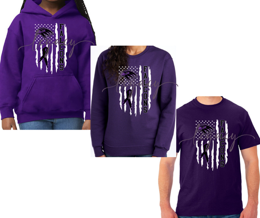 Purple Game Falcon Football Flag PURPLE Cotton/Poly Blend & PERFORMANCE Top Options